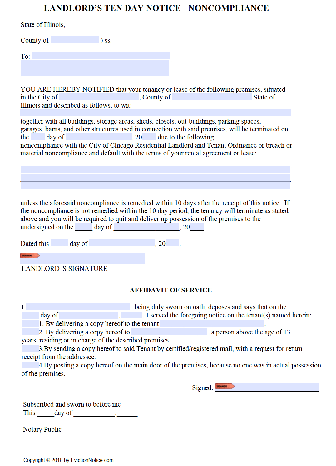 10 Day Eviction Notice Illinois Template  Tutore in Certificate Of Compliance Template 10 Docs Free