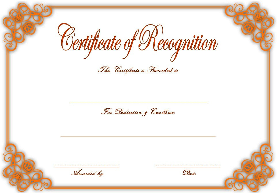 10 Downloadable Certificate Of Recognition Templates Free throughout Awesome Sales Certificate Template