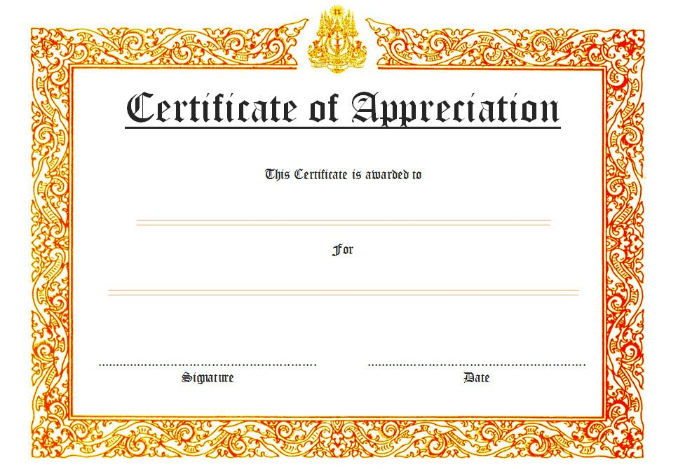 10 Editable Certificate Of Appreciation Templates Free with Gratitude Certificate Template