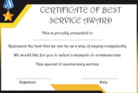 10 Years Service Award Certificate 10 Templates To Honor with regard to Amazing Certificate Of Service Template Free