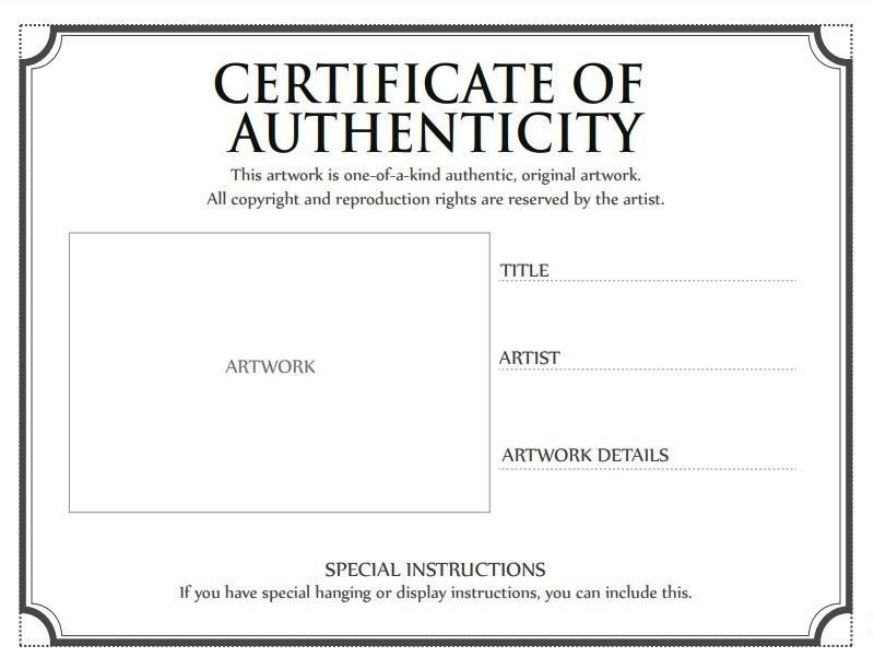 11 Certificate Of Authenticity Templates  Free Printable throughout Certificate Of Authenticity Templates