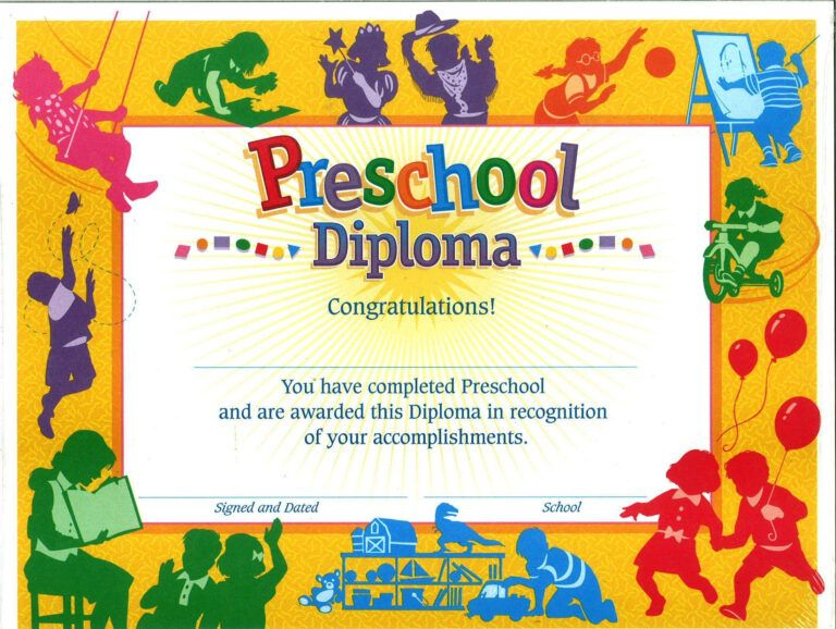 11 Preschool Certificate Templates  Pdf In 2020 with Kindergarten Diploma Certificate Templates 10 Designs Free