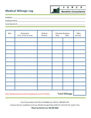 15 Printable Mileage Log Template Forms  Fillable Samples regarding Printable Business Mileage Log Template