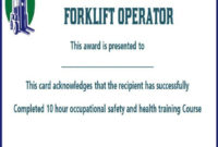 15Forklift Certification Card Template For Training intended for Free Forklift Certification Template