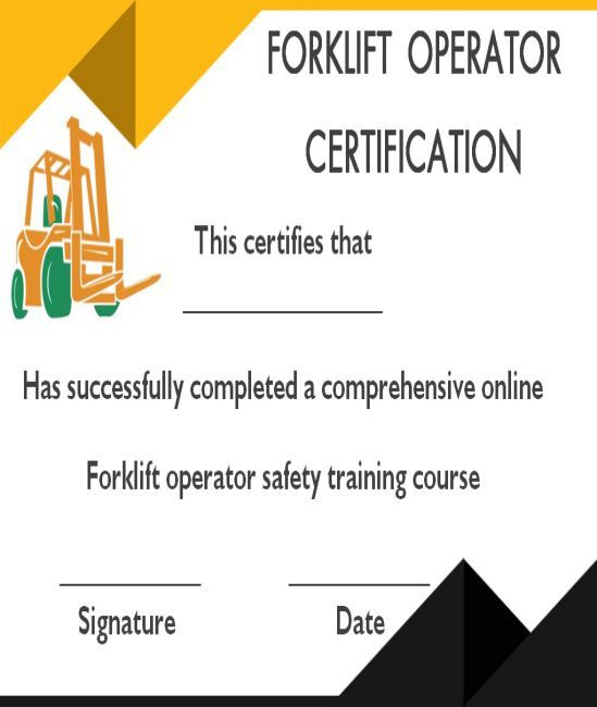 15Forklift Certification Card Template For Training regarding Forklift Certification Card Template