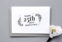25Th Silver Wedding Anniversary Silver Foil Cardant intended for Printable Anniversary Gift Certificate