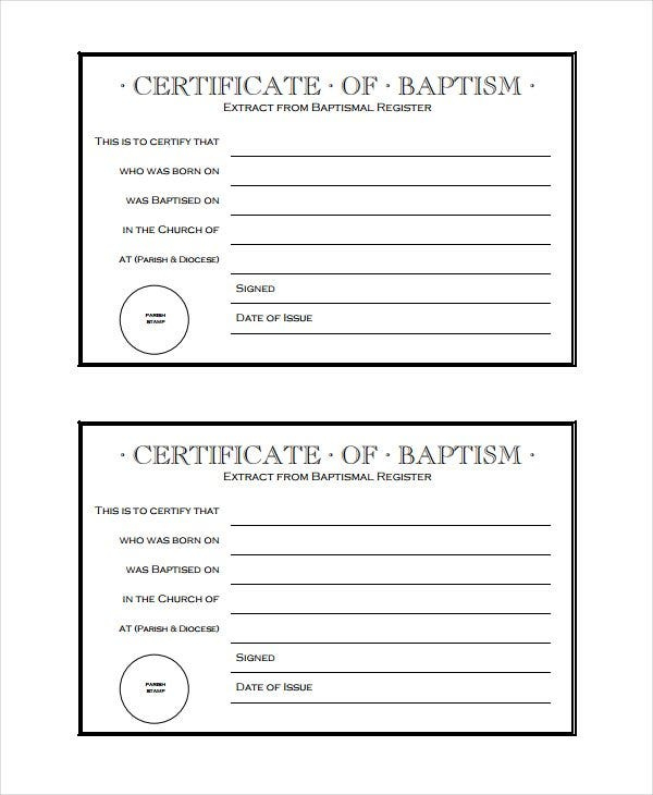 27 Sample Baptism Certificate Templates  Free Sample regarding Quality Baby Christening Certificate Template