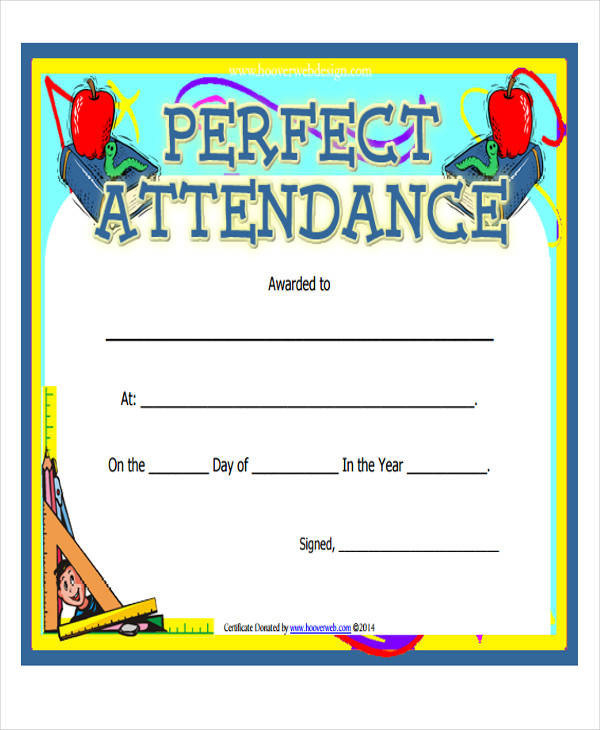 30 Printable Perfect Attendance Certificate  Template Library intended for Perfect Attendance Certificate Template Free