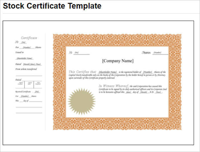 42 Stock Certificate Templates Free Word Pdf Excel Formats in Awesome Free Stock Certificate Template Download