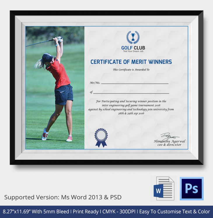 5 Golf Certificates  Psd  Word Designs  Design Trends with Quality Golf Gift Certificate Template