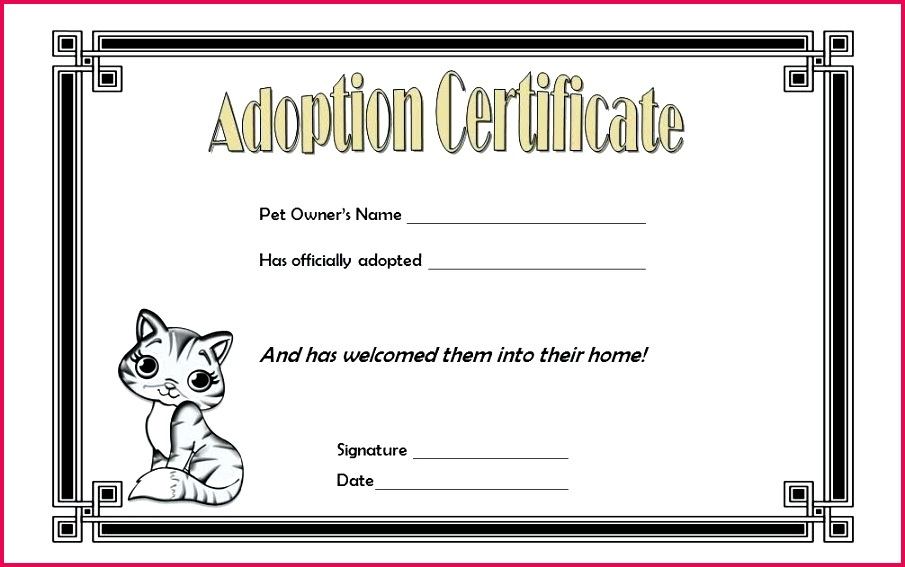 5 Toy Adoption Certificate Template 18769  Fabtemplatez pertaining to Awesome Cat Adoption Certificate Template