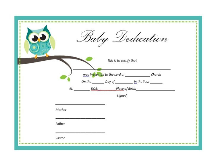 50 Free Baby Dedication Certificate Templates  Printable regarding Baby Dedication Certificate Template