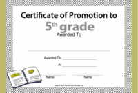 5Th Grade Promotion Certificate Printable Certificate for Grade Promotion Certificate Template Printable