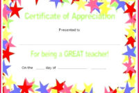 6 Certificate Of Teacher Appreciation Templates 31137 with regard to Teacher Of The Month Certificate Template