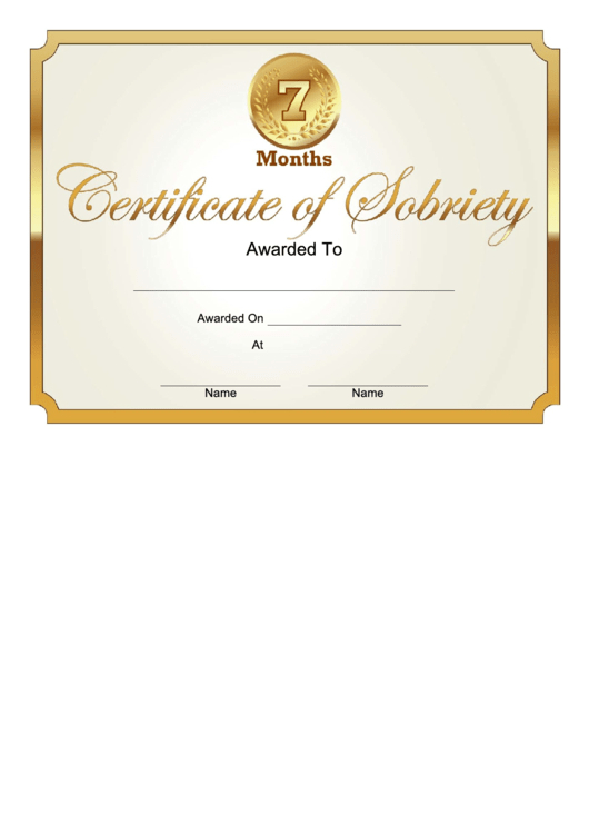 7 Months Sober Certificate Printable Pdf Download with regard to Certificate Of Sobriety Template Free