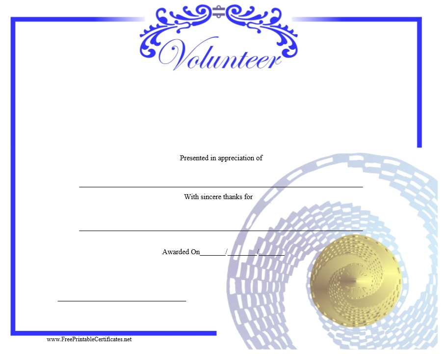 9 Free Sample Volunteer Certificate Templates  Printable with regard to Volunteer Certificate Template