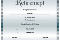 A Classy Bluegrey Certificate Of Retirement Offering with regard to Great Job Certificate Template Free 9 Design Awards
