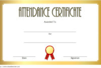 A Gold Design Of Perfect Attendance Certificate Template inside Free Certificate Of Appearance Template