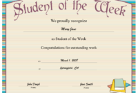 A Student Of The Week Certificate With A Striped Design throughout Student Council Certificate Template Free