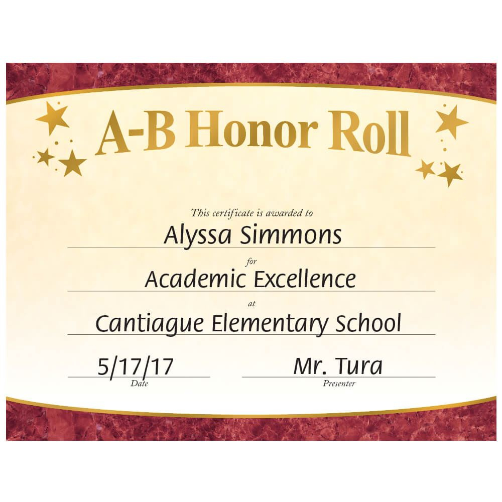Ab Honor Roll Gold Foilstamped Certificates  Pack Of 25 regarding Printable Promotion Certificate Template