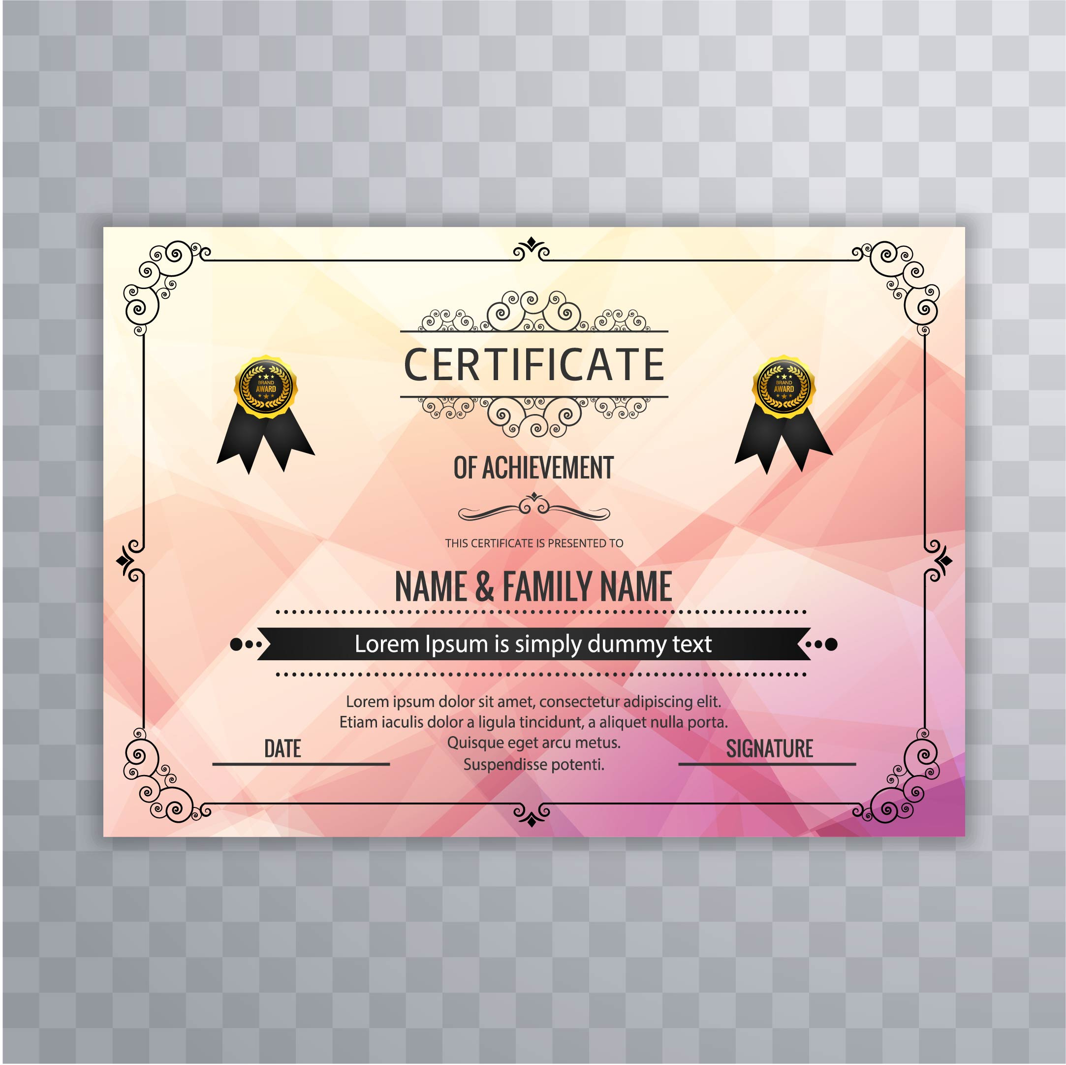 Abstract Beautiful Certificate Template Design Vector regarding Design A Certificate Template