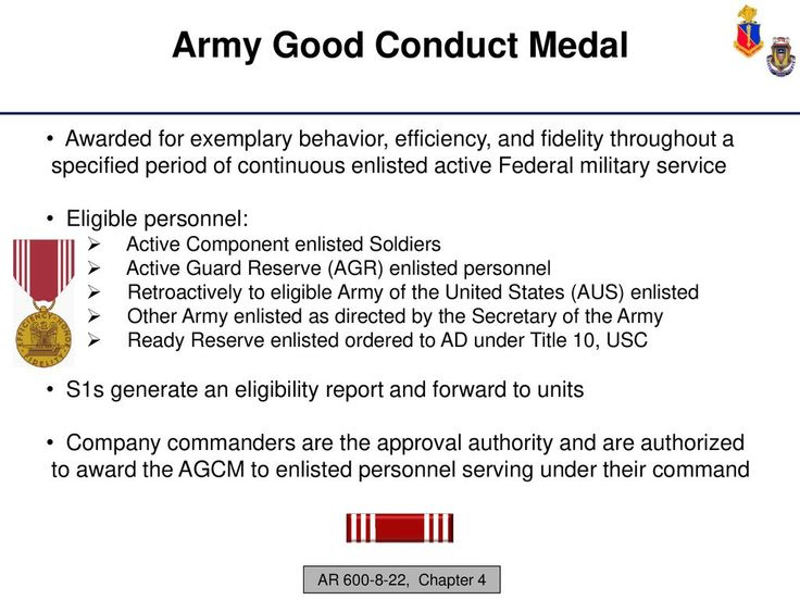 Administer Awards And Decorations  Ppt Download Intended for Awesome Army Good Conduct Medal Certificate Template