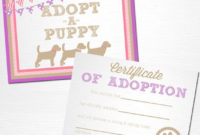 Adopt A Puppy And Certificate Of Adoption Pink And Purple with regard to Puppy Birth Certificate Free Printable 8 Ideas
