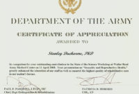 Army Certificate Of Appreciation Template 4 In 2020 within Army Certificate Of Appreciation Template