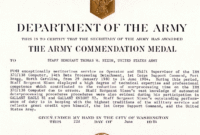 Army Commendation Medal Within Army Certificate Of regarding Free Certificate Of Achievement Army Template
