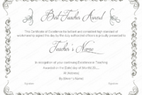 Award Certificate Best Teacher 958 In 2020 inside Best Teacher Certificate Templates