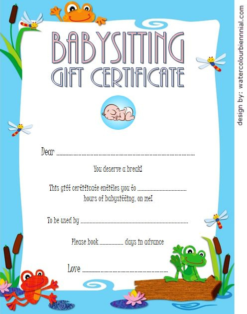 Babysitting Gift Certificate Template 2 Free  Gift with regard to Babysitting Gift Certificate Template
