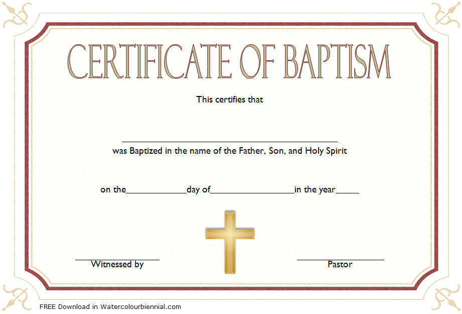 Baptism Certificate Template Word 9 New Designs Free within Awesome Crossing The Line Certificate Template
