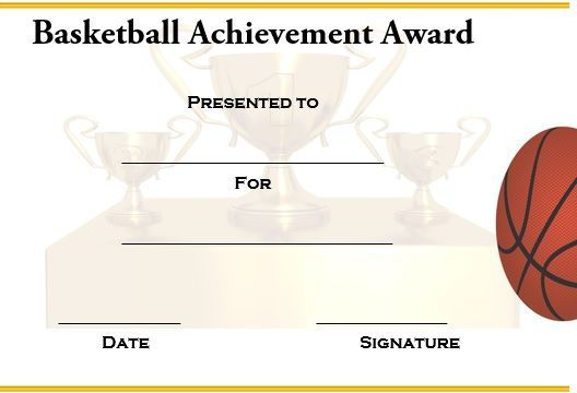 Basketball Achievement Certificate Templates  Certificate in Free Basketball Camp Certificate Template