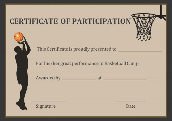 Basketball Participation Certificate 10 Free inside Quality Basketball Certificate Template Free 13 Designs