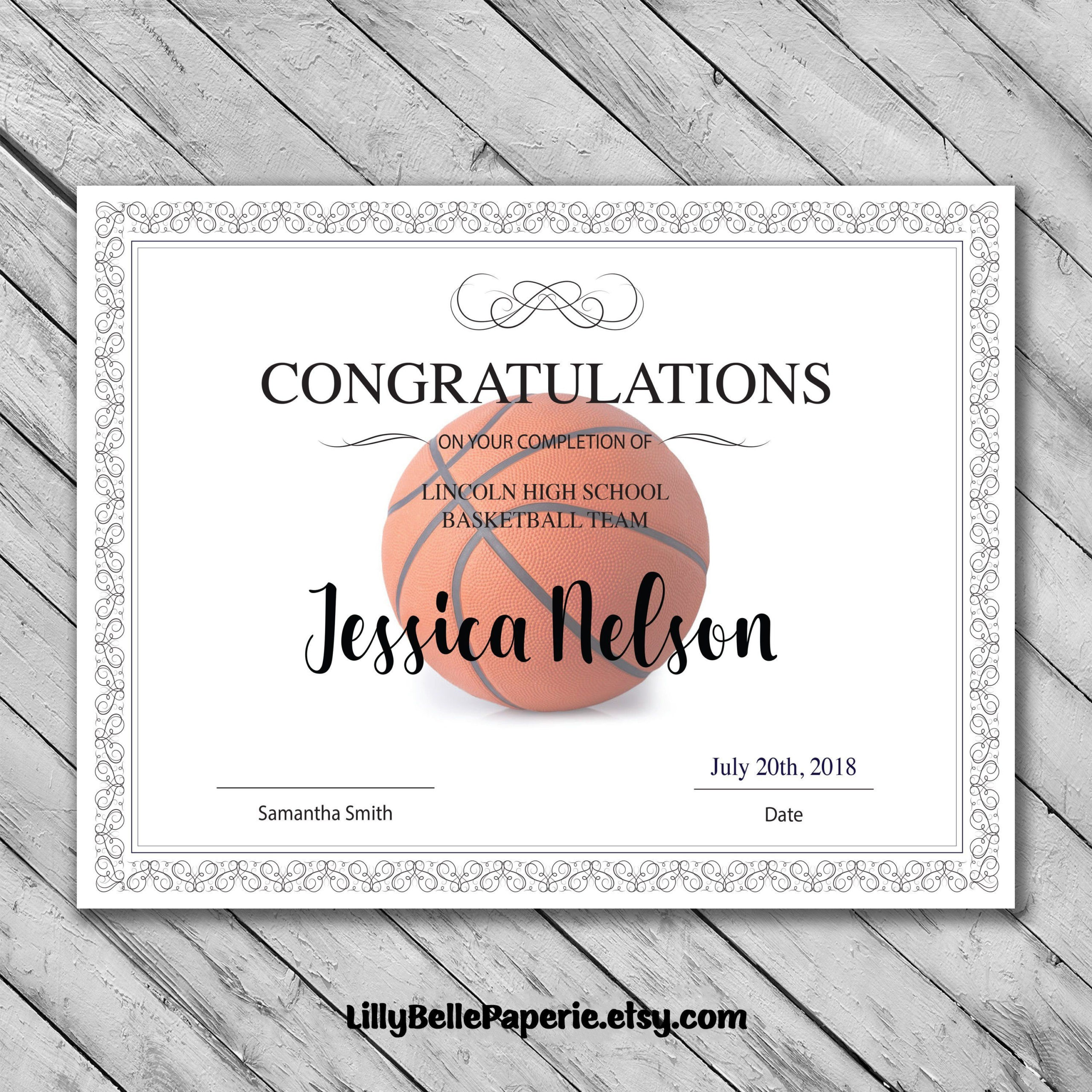 Basketball Participation Certificate Free Printable  Free in Basketball Certificate Templates