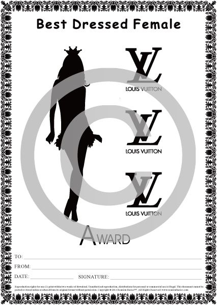 Best Dressed Female Funny Class Reunion Gag Award Eg within Printable Best Dressed Certificate