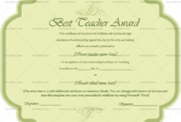 Best Teacher Award Certificate Jade Green 1239  Doc in Printable Best Teacher Certificate Templates