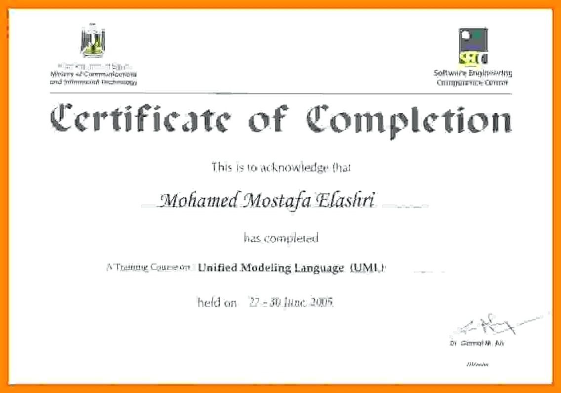 Best Templates Training Completion Certificate Formatdoc regarding Printable Training Completion Certificate Template