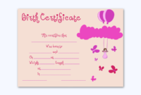 Birth Certificate Template Butterflies In 2020  Birth with regard to Quality Baby Shower Winner Certificate Template 7 Ideas