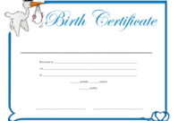 Birth Certificate Template With Blue Frame Download throughout Fillable Birth Certificate Template