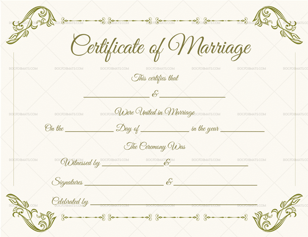 Blank Fillable Marriage Certificate Format  Doc Formats regarding Awesome Blank Marriage Certificate Template