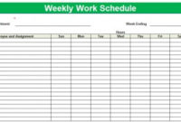 Blank Printable Weekly Schedule  Printable Weekly Schedule inside Time Management Log Template