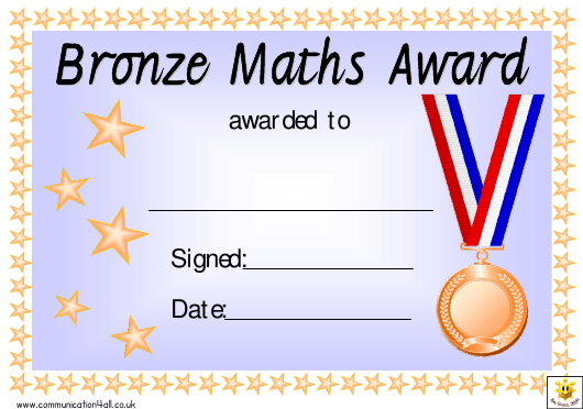 Bronze Maths Award Certificate Template Download Printable within Printable Math Achievement Certificate Printable