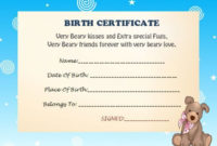 Build A Bear Birth Certificate  Birth Certificate inside Printable Stuffed Animal Birth Certificate Templates