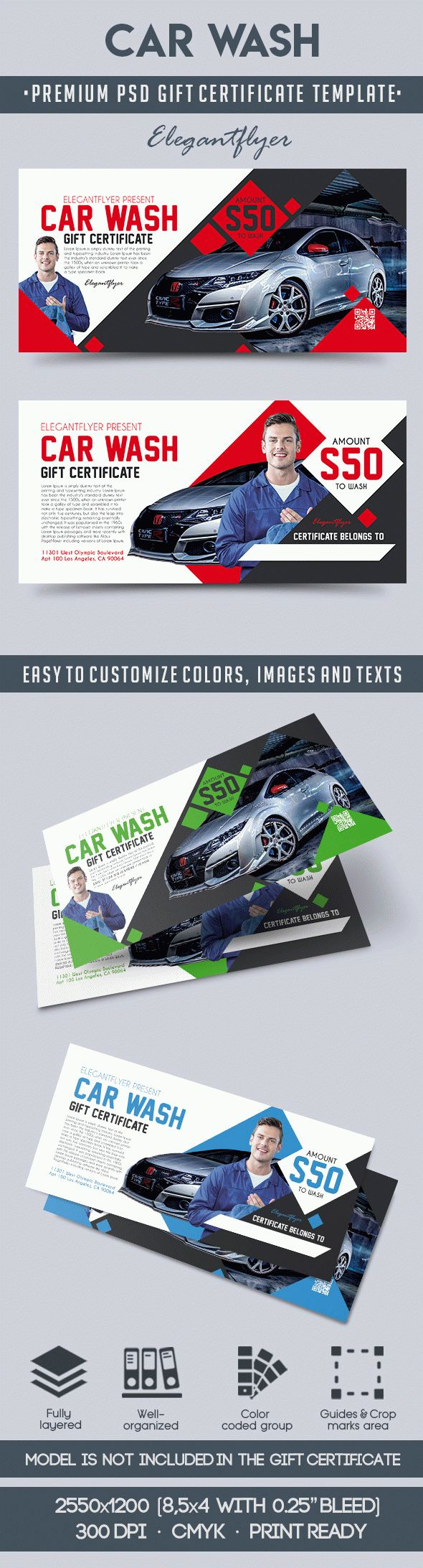 Car Wash  Premium Gift Certificate Psd Template within Printable Automotive Gift Certificate Template