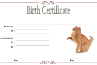 Cat Birth Certificate Template Free 1  Birth Certificate within Free Kitten Birth Certificate Template