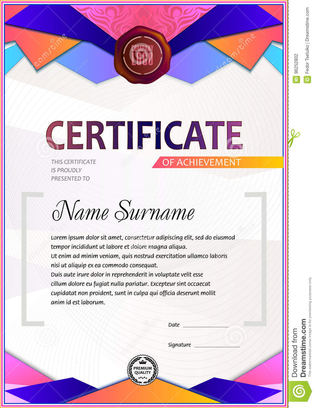 Certificate Blank Template Stock Vector Illustration Of intended for Science Achievement Award Certificate Templates