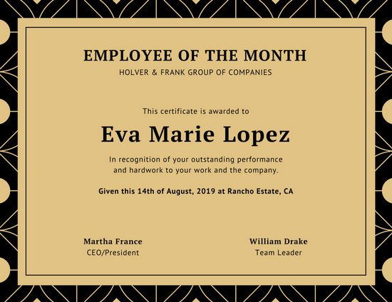 Certificate Employee Of The Month  Certificates Templates throughout Employee Of The Month Certificate Template Word