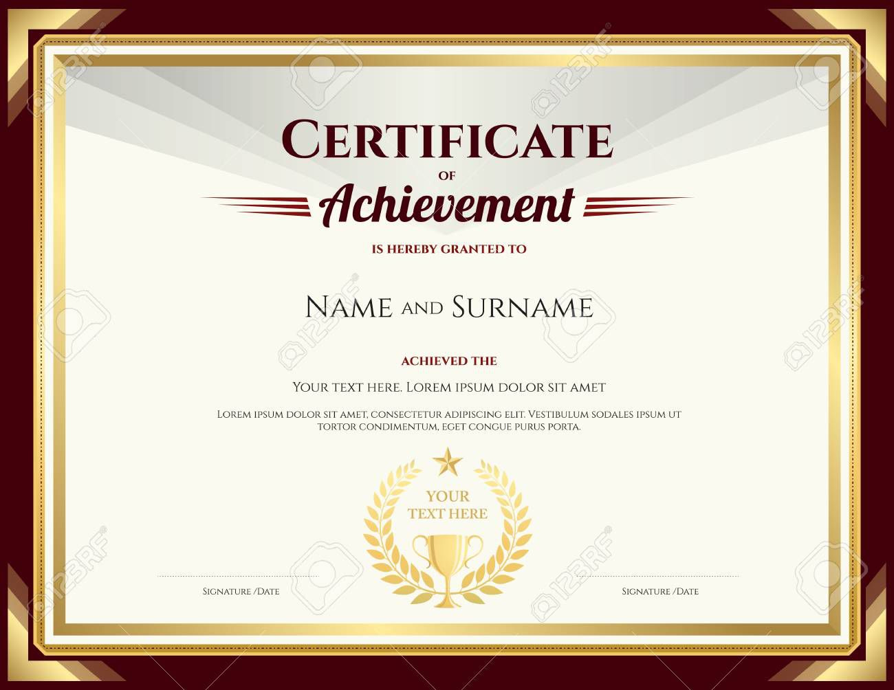 Certificate Of Achievement Template  Addictionary for Free Certificate Of Achievement Template Word