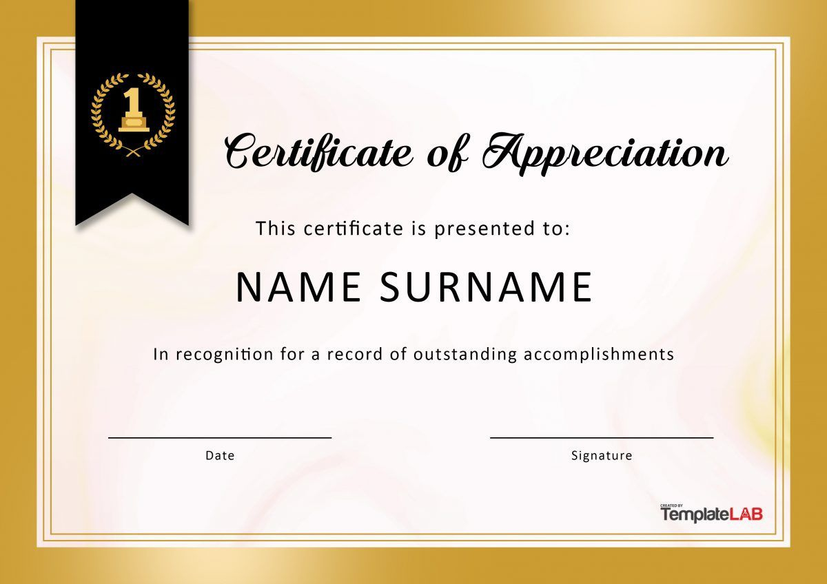 Certificate Of Appreciation Template  Addictionary with regard to Certificate Of Recognition Template Word